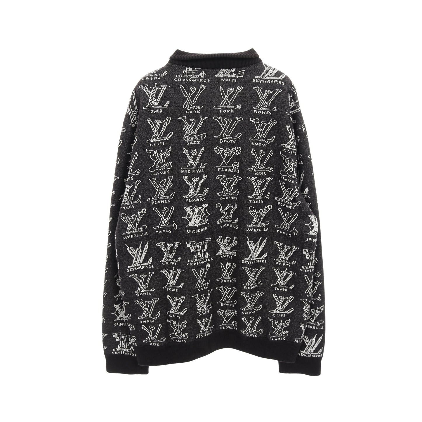 LVカートゥーンジャガードジップスルーブルゾン ジャケット コットン ブラック ルイヴィトン アウター LOUIS VUITTON