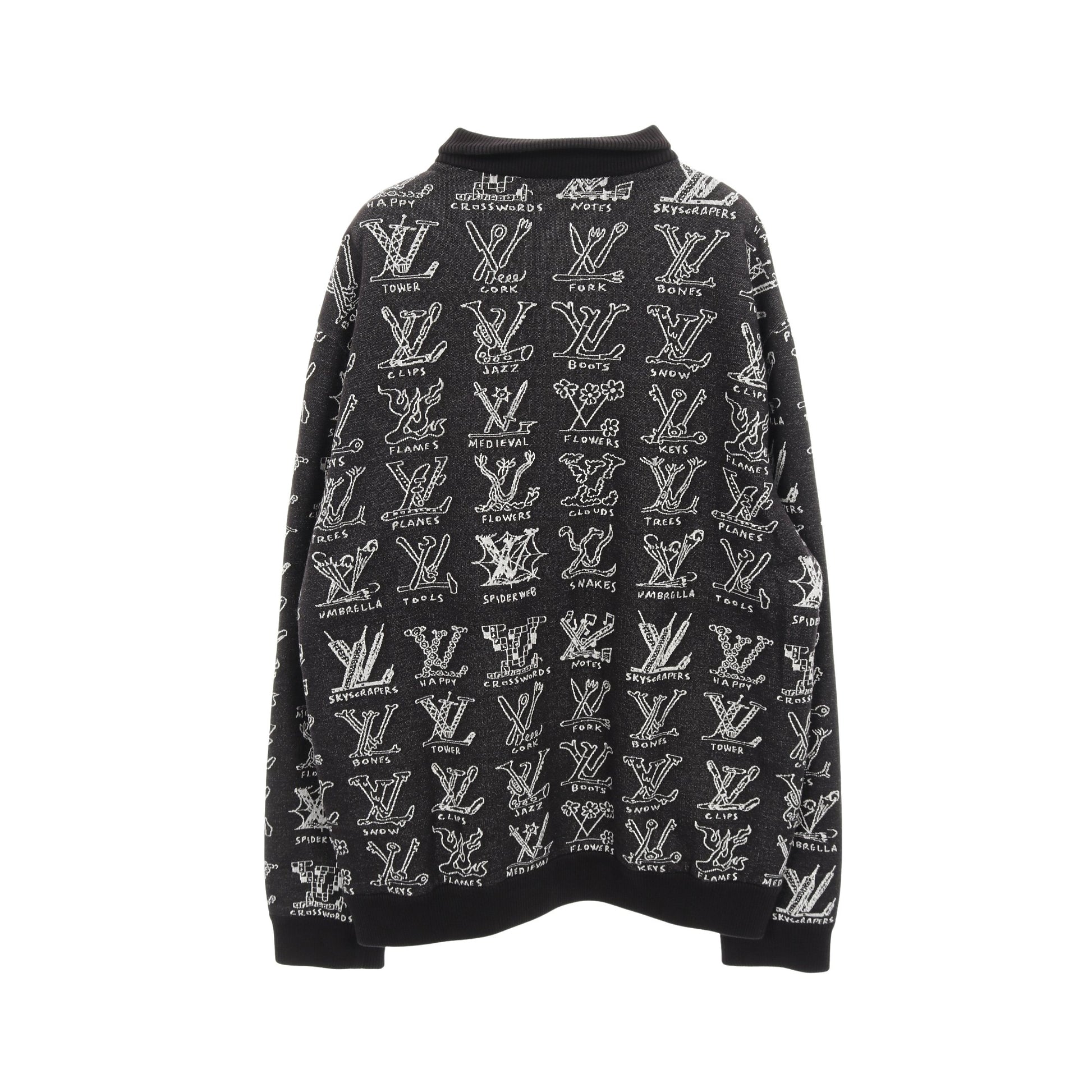 LVカートゥーンジャガードジップスルーブルゾン ジャケット コットン ブラック ルイヴィトン アウター LOUIS VUITTON