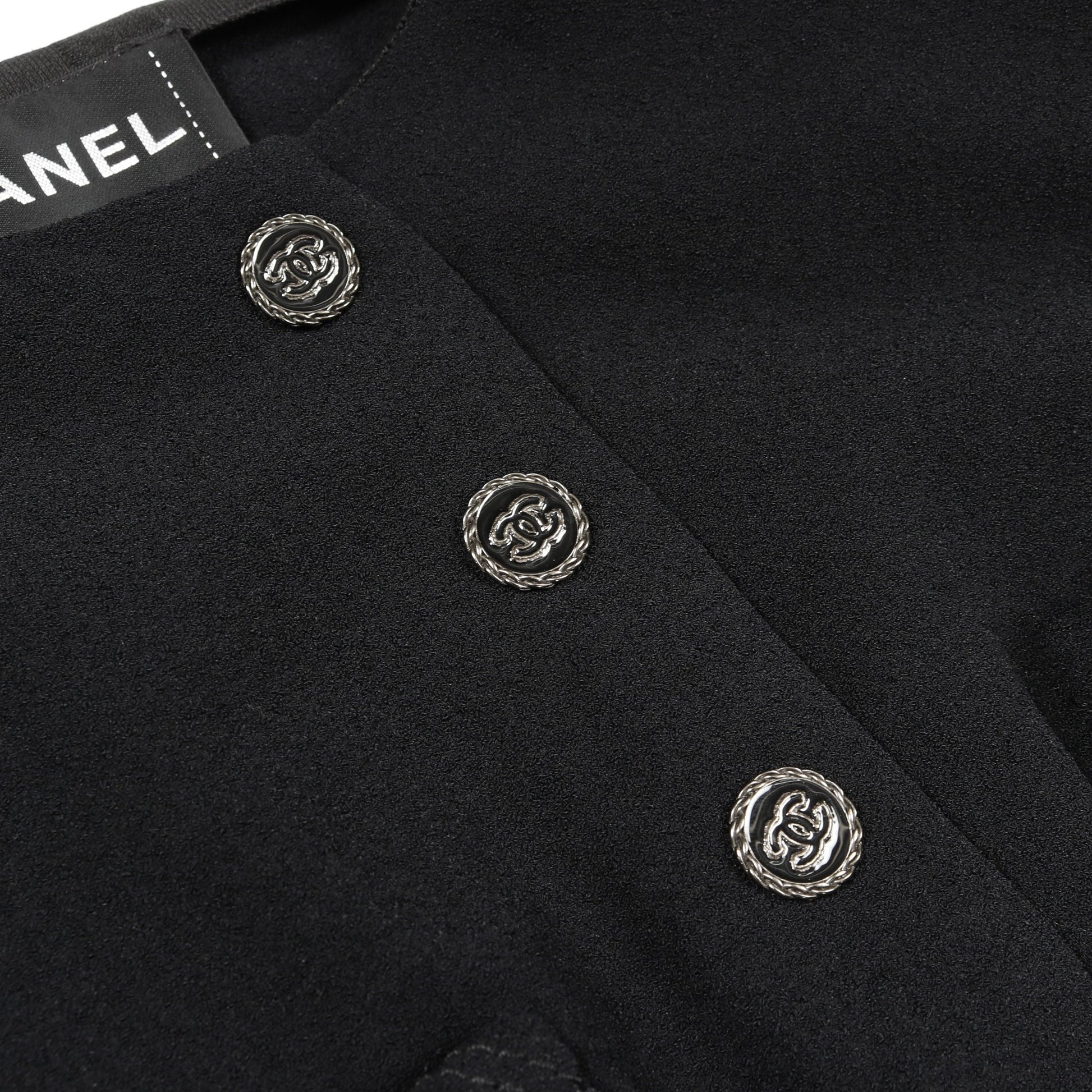 ココマークボタン ノーカラージャケット ビスコース ブラック シャネル アウター CHANEL