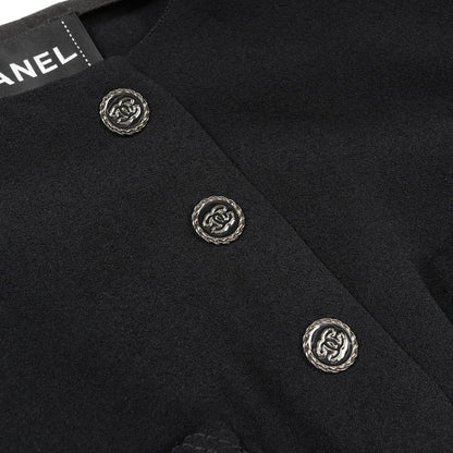 ココマークボタン ノーカラージャケット ビスコース ブラック シャネル アウター CHANEL