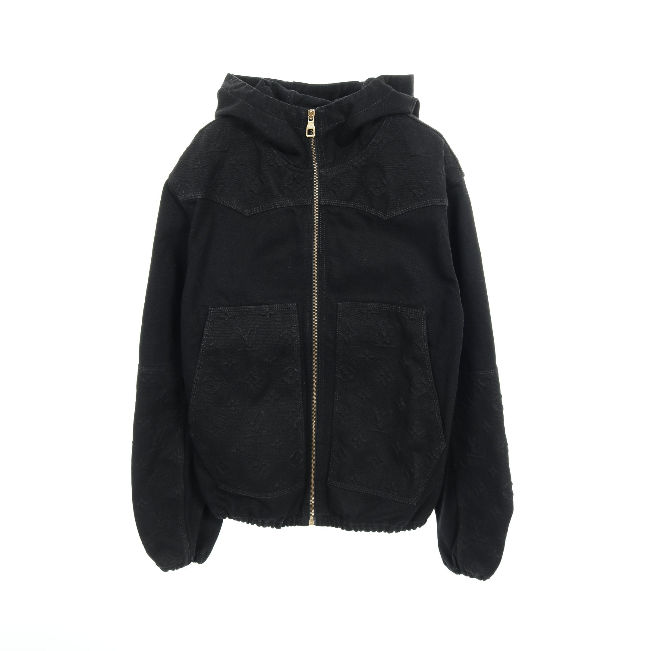 Louis Vuitton ブラック ジップアップジャケット モノグラム ジップアップパーカー デニムジャケット コットン