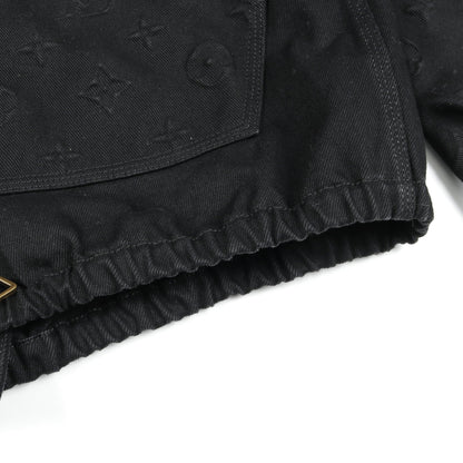 モノグラム ジップアップパーカー デニムジャケット コットン ブラック ルイヴィトン アウター LOUIS VUITTON