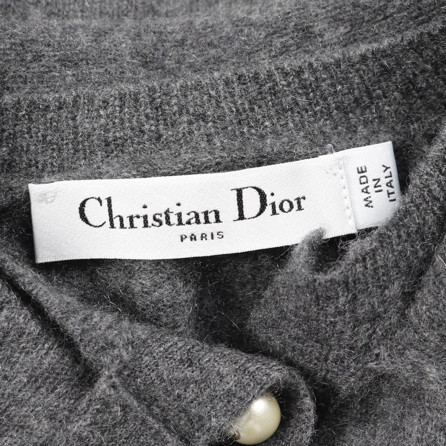 CDロゴ パールボタン ニット カシミヤ グレー クリスチャンディオール トップス Christian Dior