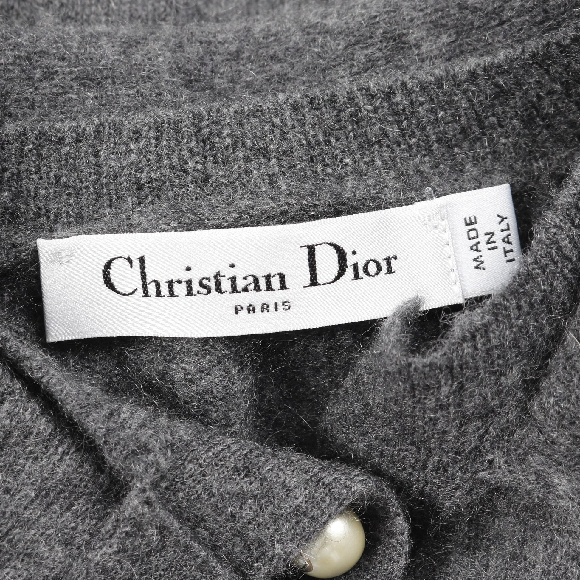 CDロゴ パールボタン ニット カシミヤ グレー クリスチャンディオール トップス Christian Dior