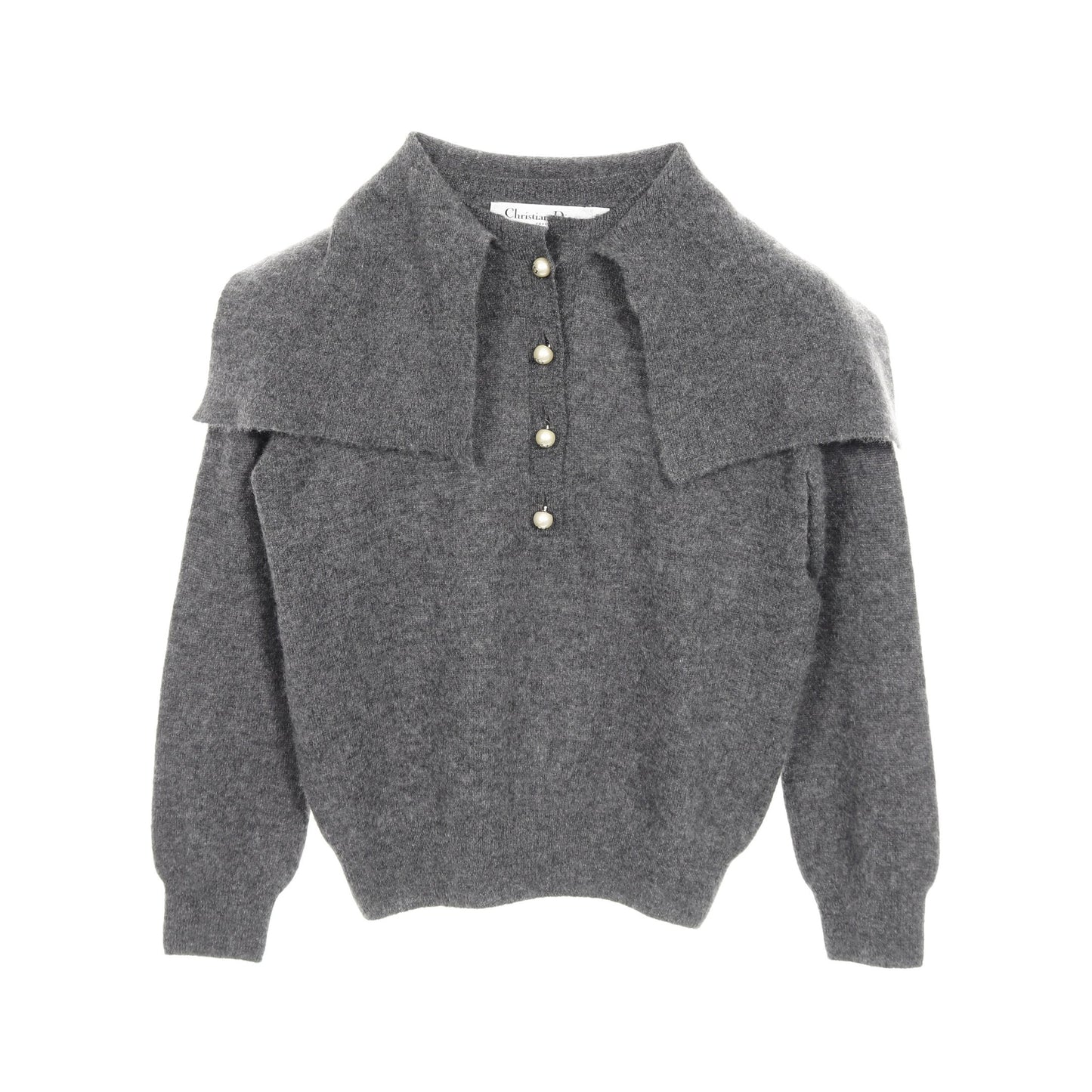 CDロゴ パールボタン ニット カシミヤ グレー クリスチャンディオール トップス Christian Dior