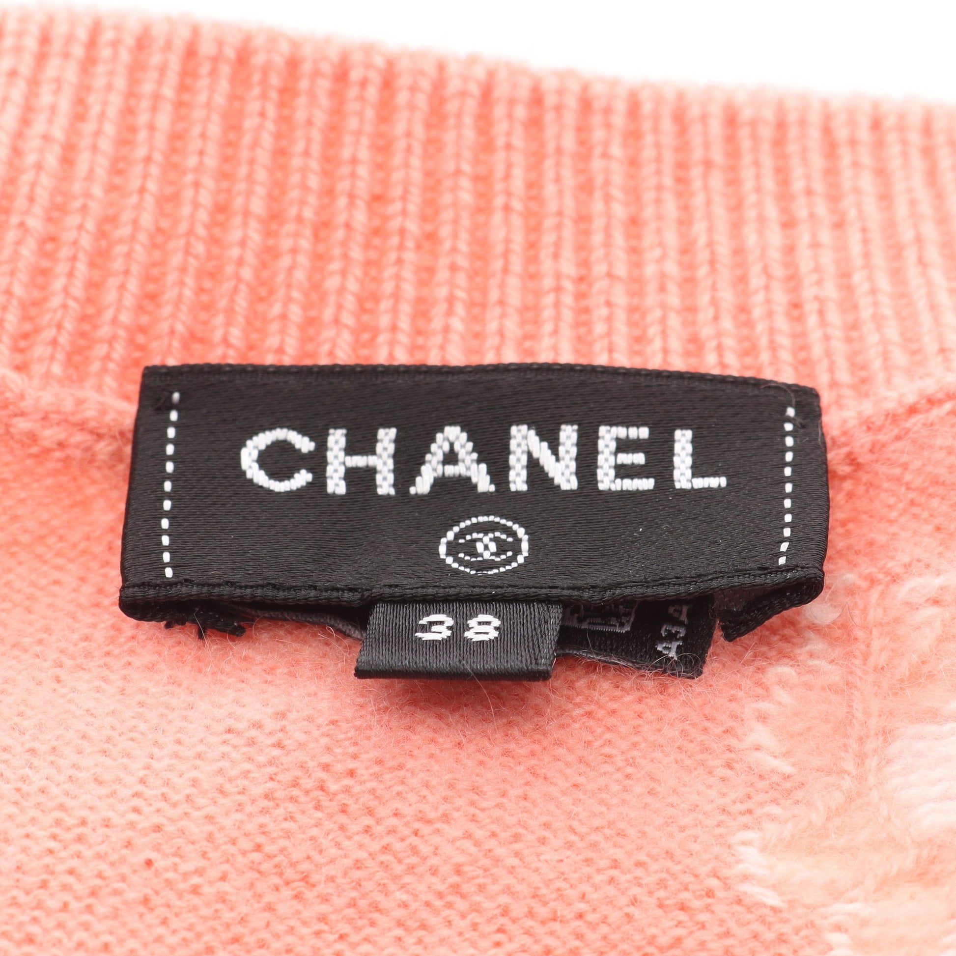 ココマーク ニット カーディガン フラワー カシミヤ コーラルピンク ホワイト シャネル トップス CHANEL