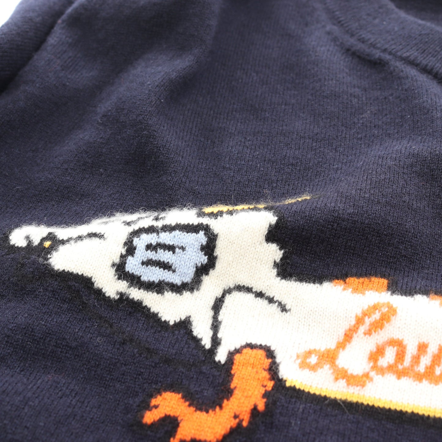 LOUIS VUITTON × NIGO インタルシアジャカード ドラゴン グラフィック ニット クルーネック カシミヤ ネイビー マルチカラー ルイヴィトン トップス LOUIS VUITTON