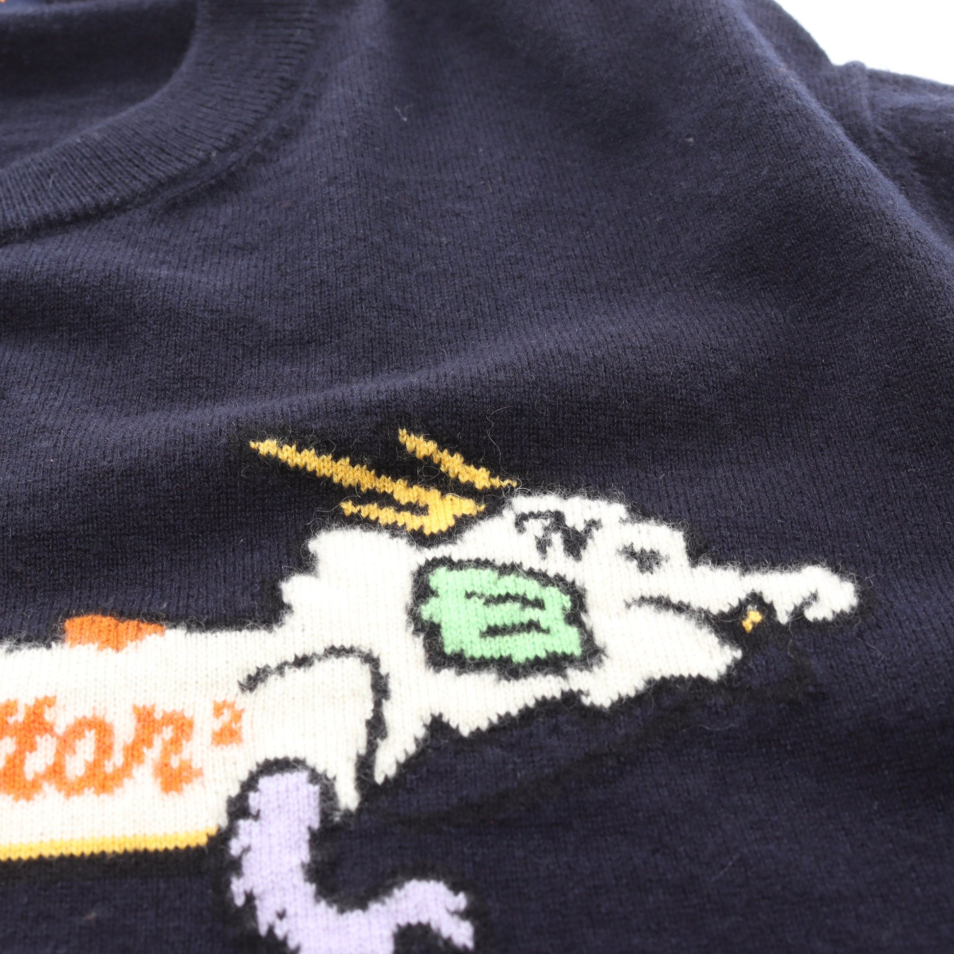 LOUIS VUITTON × NIGO インタルシアジャカード ドラゴン グラフィック ニット クルーネック カシミヤ ネイビー マルチカラー ルイヴィトン トップス LOUIS VUITTON