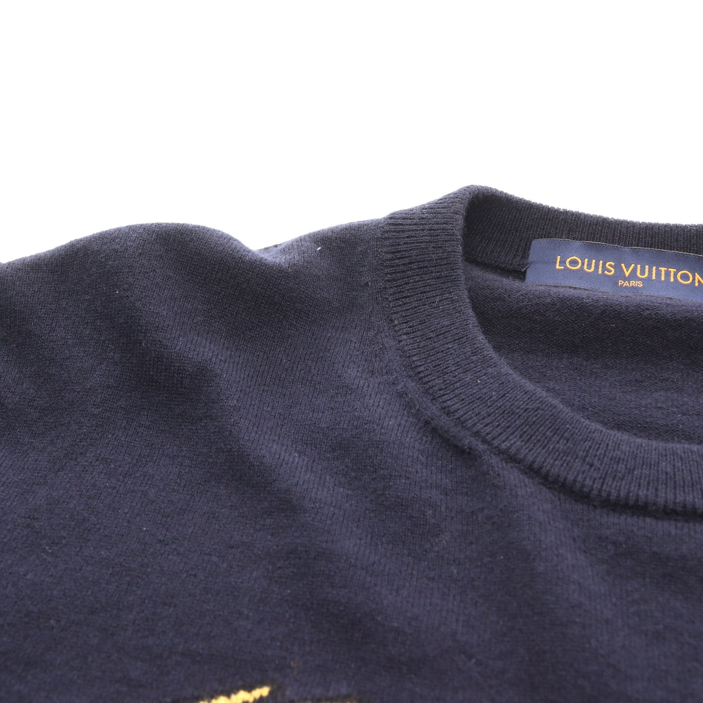 LOUIS VUITTON × NIGO インタルシアジャカード ドラゴン グラフィック ニット クルーネック カシミヤ ネイビー マルチカラー ルイヴィトン トップス LOUIS VUITTON