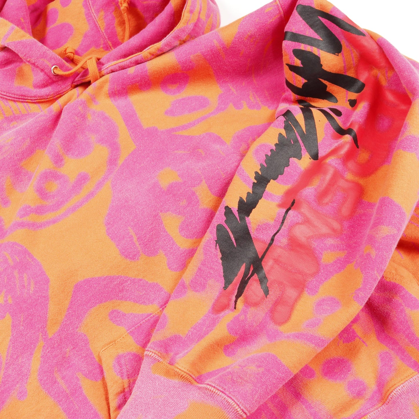 Supreme × Yohji Yamamoto プルオーバーパーカー 総柄 アームロゴ コットン ピンク オレンジ 裏起毛 シュプリーム トップス Supreme