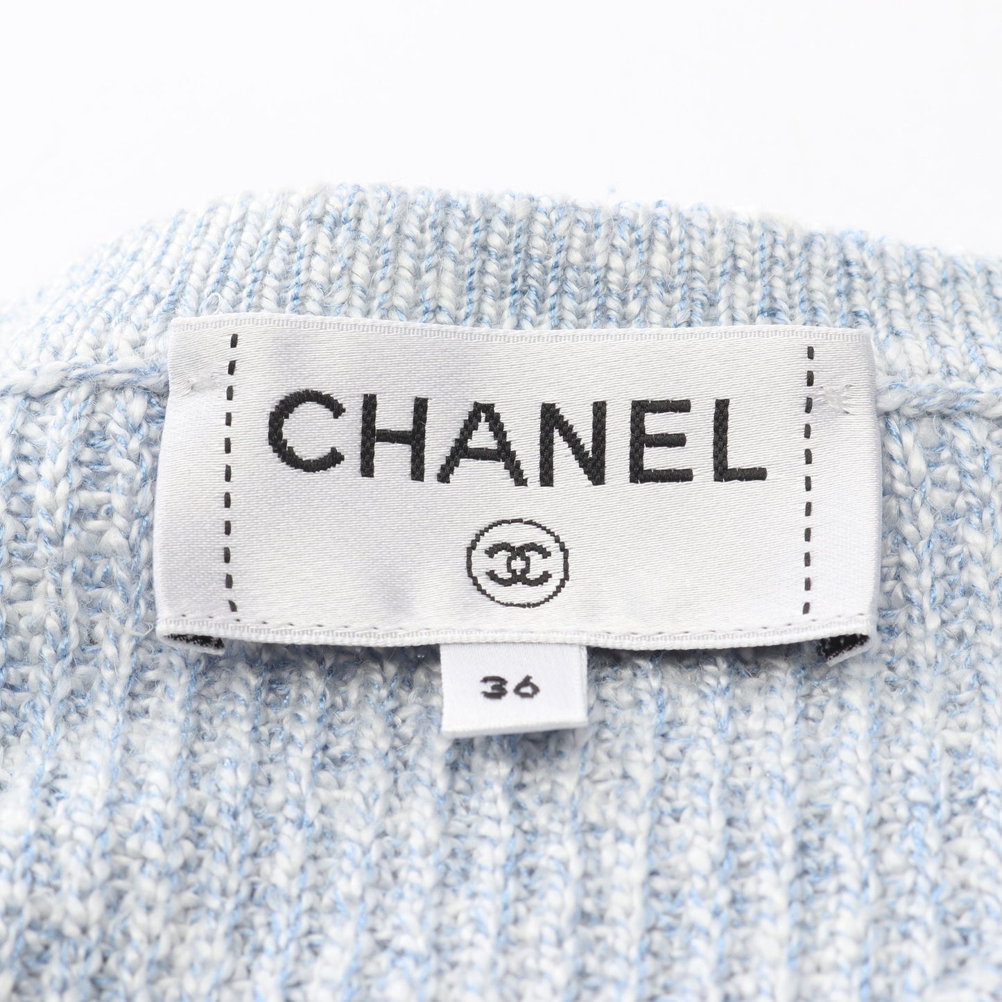 ニット カーディガン キュプラ シルク ライトブルー シャネル トップス CHANEL