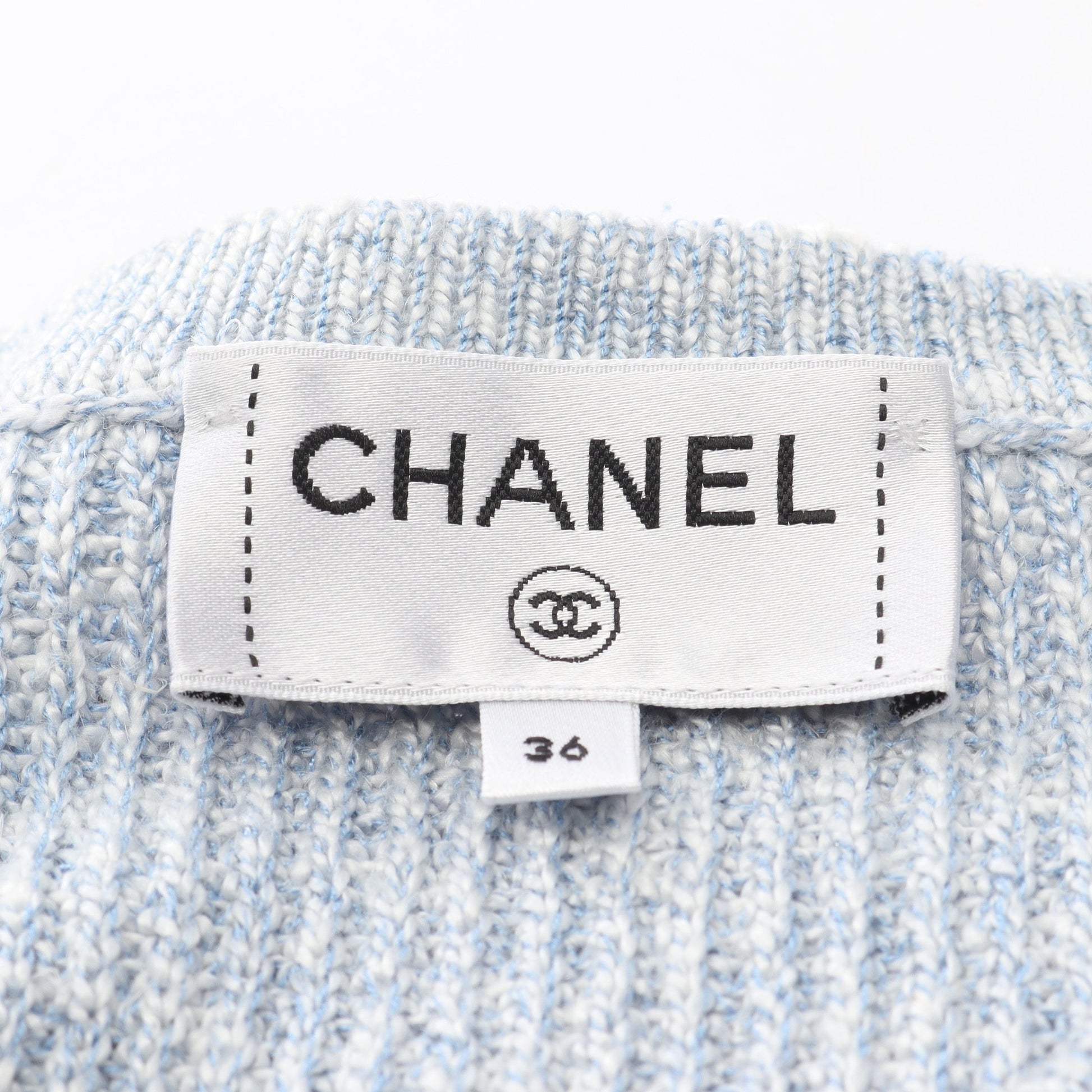 ニット カーディガン キュプラ シルク ライトブルー シャネル トップス CHANEL