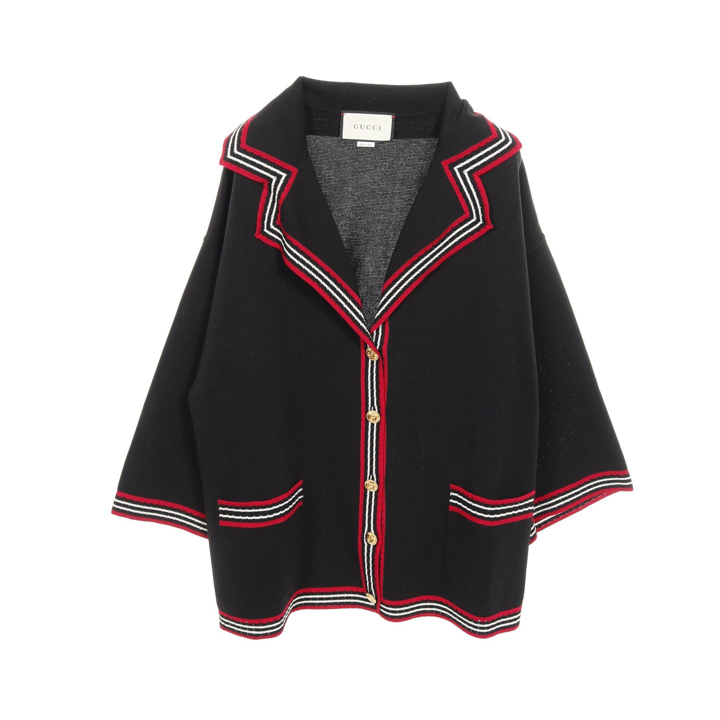 ニット ジャケット シルク コットン ブラック レッド ホワイト グッチ アウター GUCCI