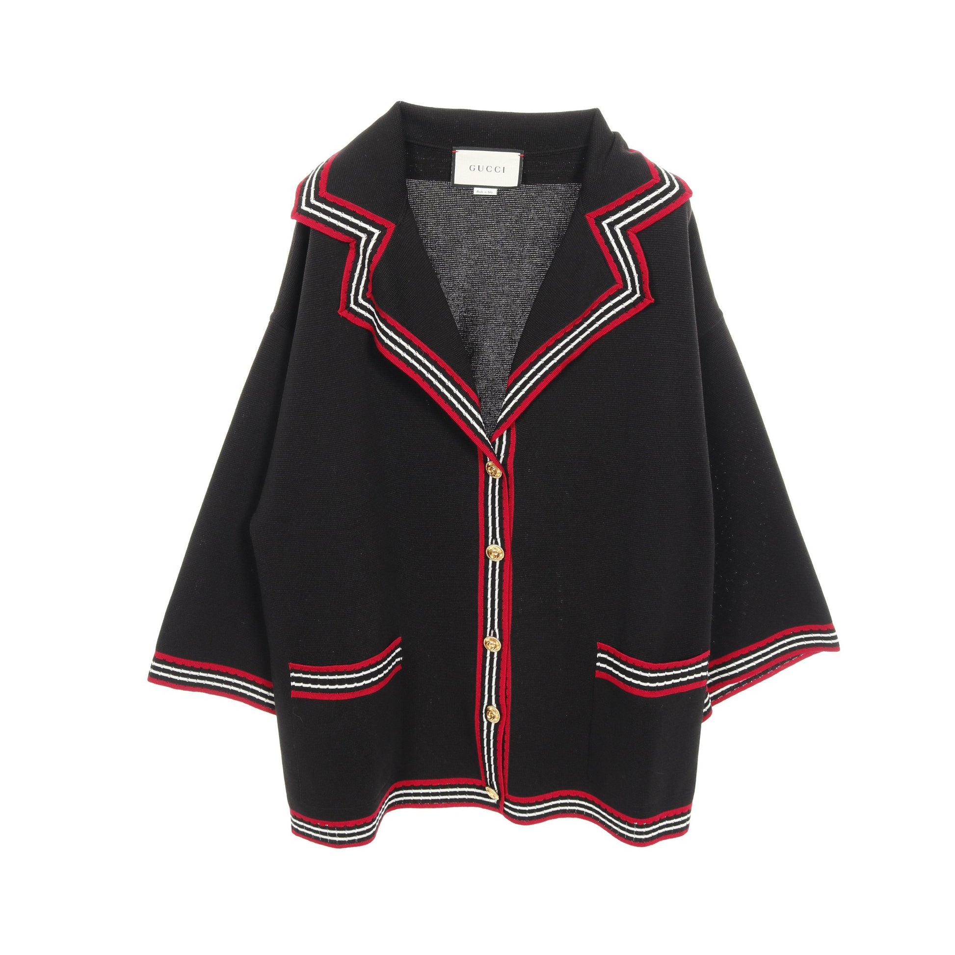 ニット ジャケット シルク コットン ブラック レッド ホワイト グッチ アウター GUCCI