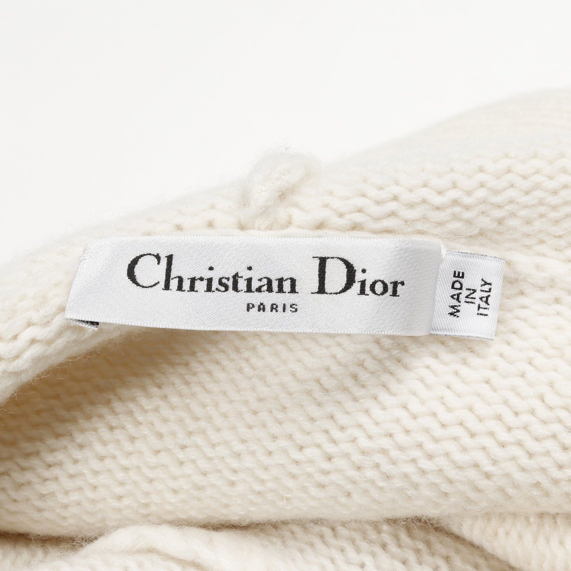半袖 ニット ウール カシミヤ オフホワイト ブラック フード付 クリスチャンディオール トップス Christian Dior