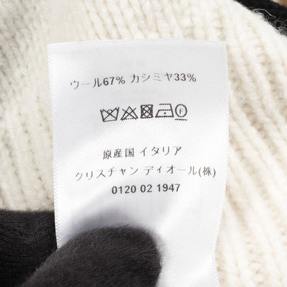 半袖 ニット ウール カシミヤ オフホワイト ブラック フード付 クリスチャンディオール トップス Christian Dior