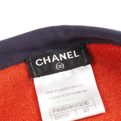 ココマークボタン カーディガン カシミヤ オレンジ ネイビー チェーン付き シャネル トップス CHANEL