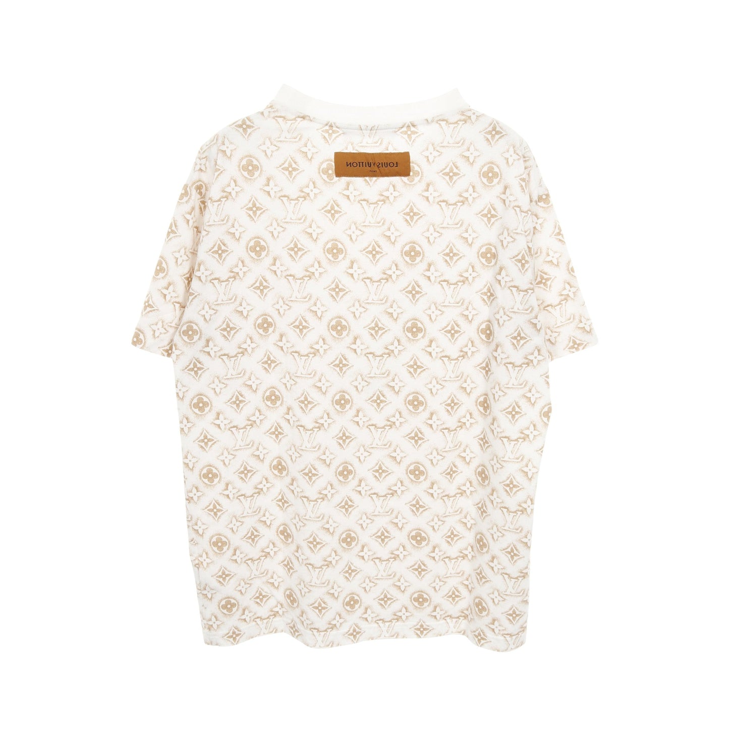 モノグラム Tシャツ クルーネック 半袖 コットン ホワイト ゴールド ルイヴィトン トップス LOUIS VUITTON