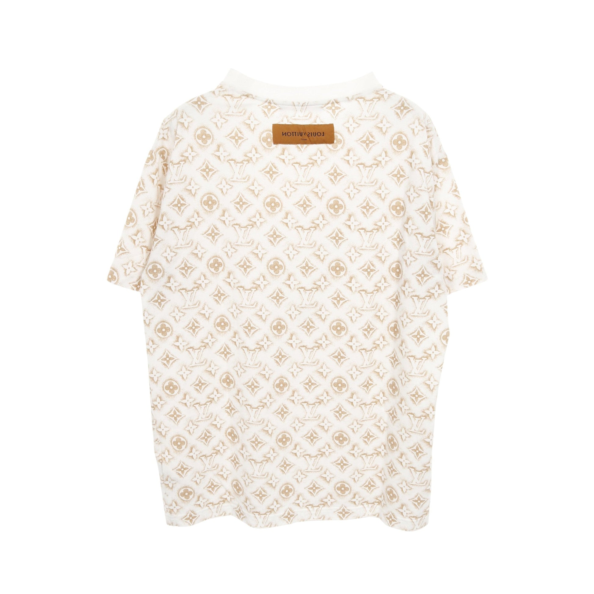 モノグラム Tシャツ クルーネック 半袖 コットン ホワイト ゴールド ルイヴィトン トップス LOUIS VUITTON