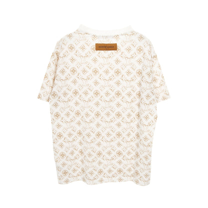 モノグラム Tシャツ クルーネック 半袖 コットン ホワイト ゴールド ルイヴィトン トップス LOUIS VUITTON