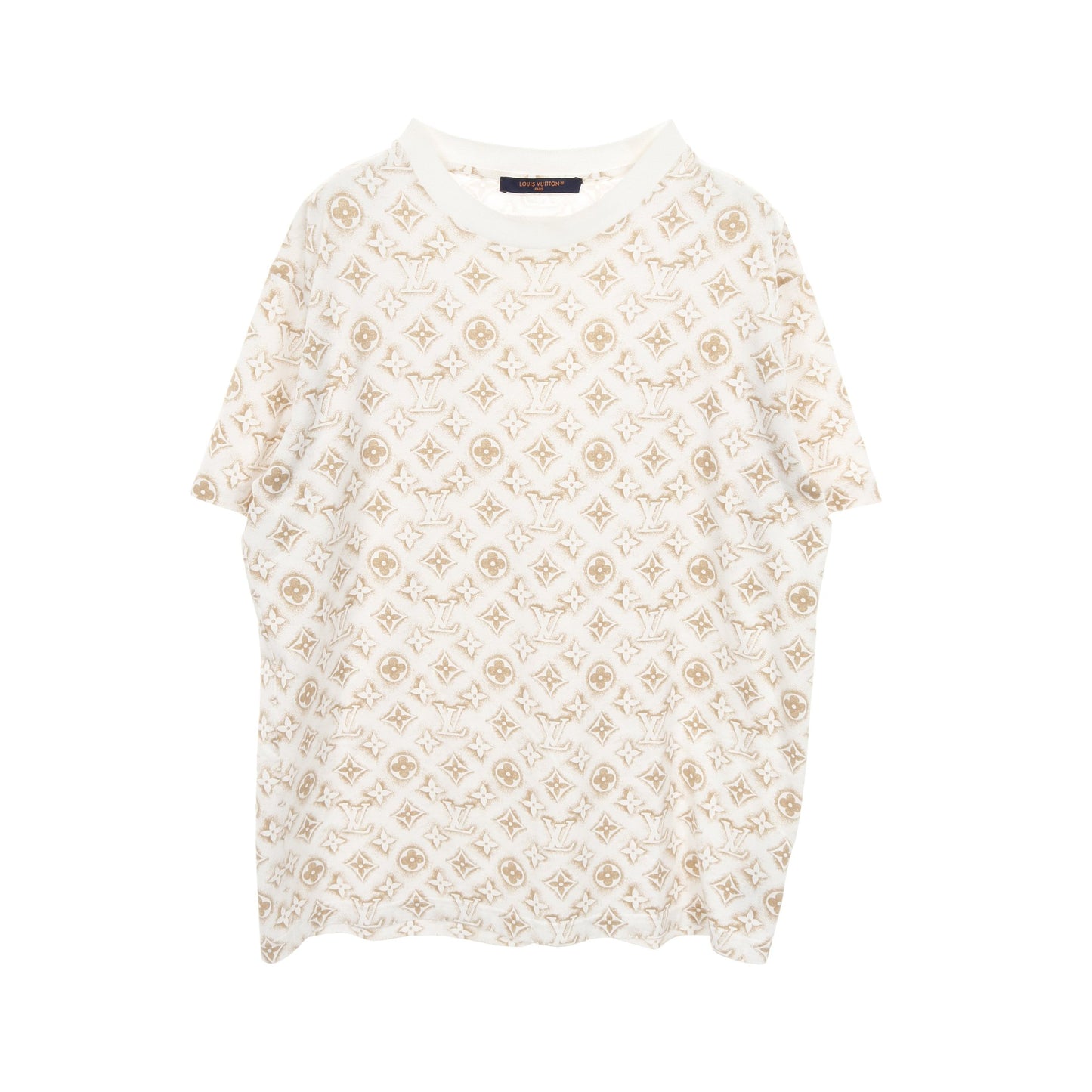 モノグラム Tシャツ クルーネック 半袖 コットン ホワイト ゴールド ルイヴィトン トップス LOUIS VUITTON