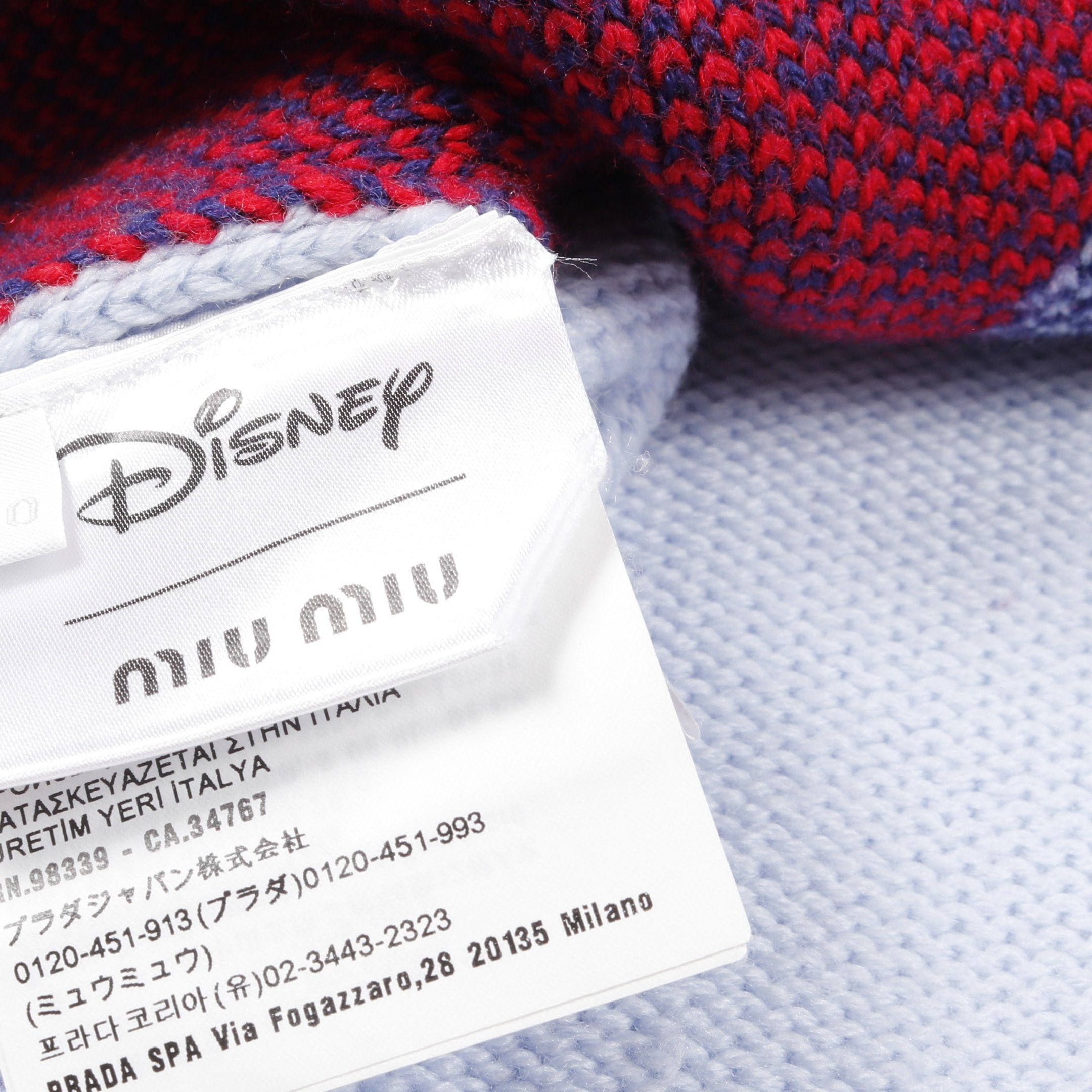 ミュウ ミュウ Miu Miu miu miu × Disney ニット 衣料品 トップス ウール レディース ブルー系 / ネイビー系 / レッド系 【中古】 Miu Miu × Disney Pullover Sweater Knit Wool Blue Navy Red Size 40