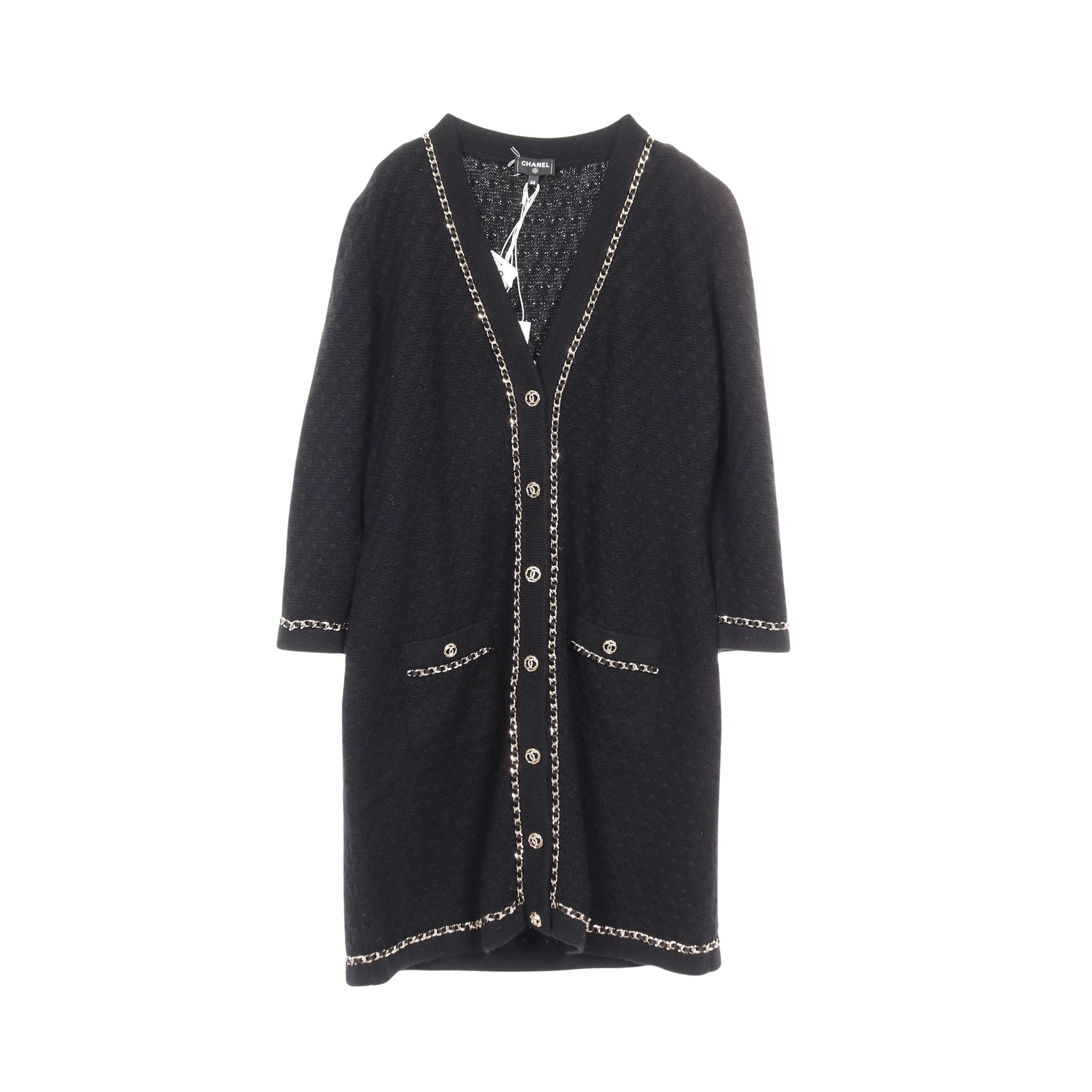 最終価格　シャネル　カーディガン　ロゴボタン ココマークボタン カーディガン カシミヤ ブラック シャネル – RECLO