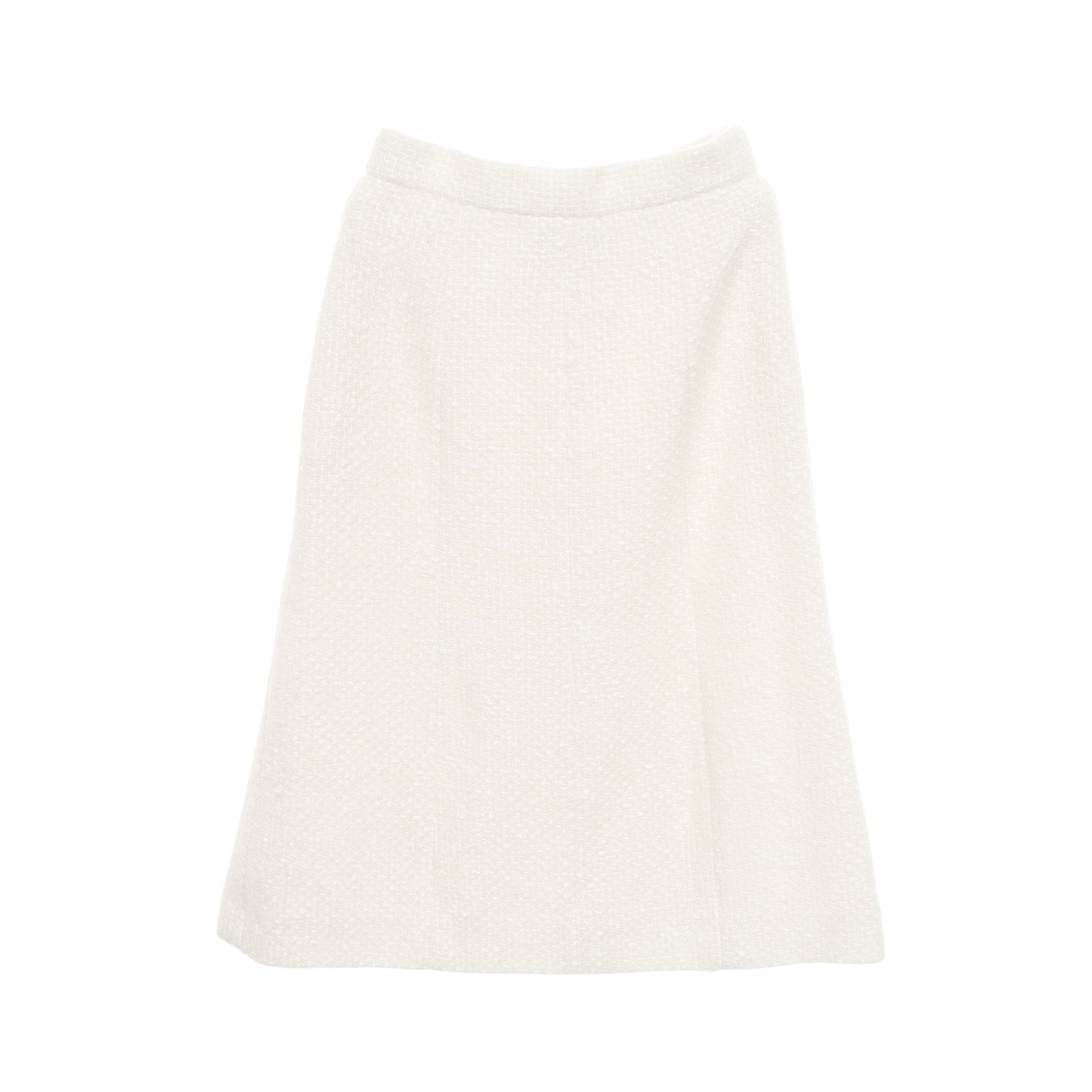 ココマークボタン ツイード ラップスカート ウール ホワイト