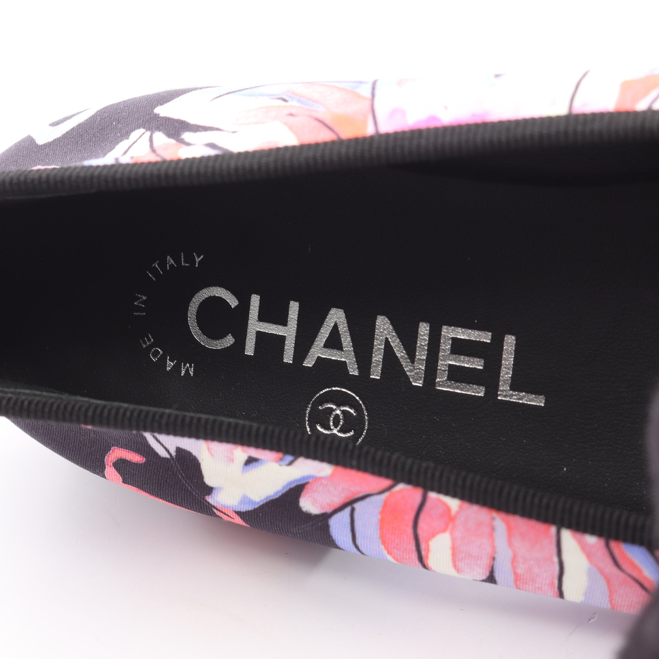 ココマーク フラットシューズ ファブリック ブラック ピンク