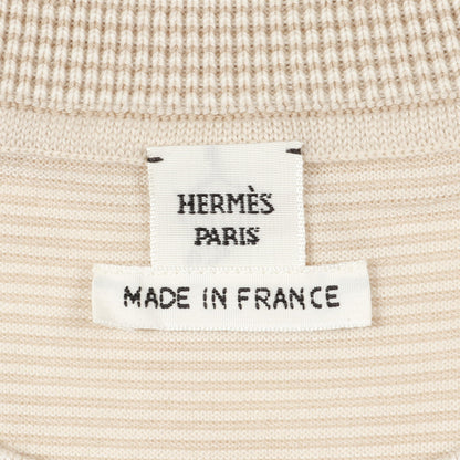 CANDY LIBRIS BANDANA ニット クルーネック 半袖 シルク ウール ベージュ エルメス トップス HERMES