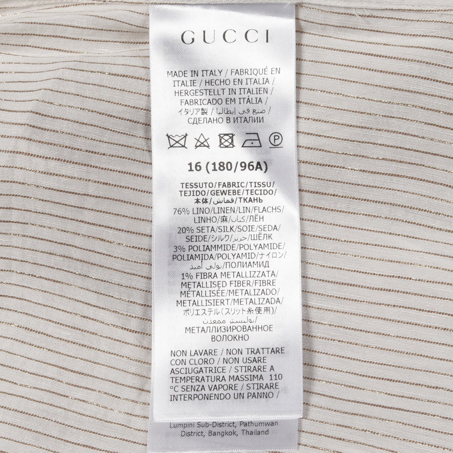 ストライプ シャツ リネン オフホワイト ゴールド グッチ トップス GUCCI