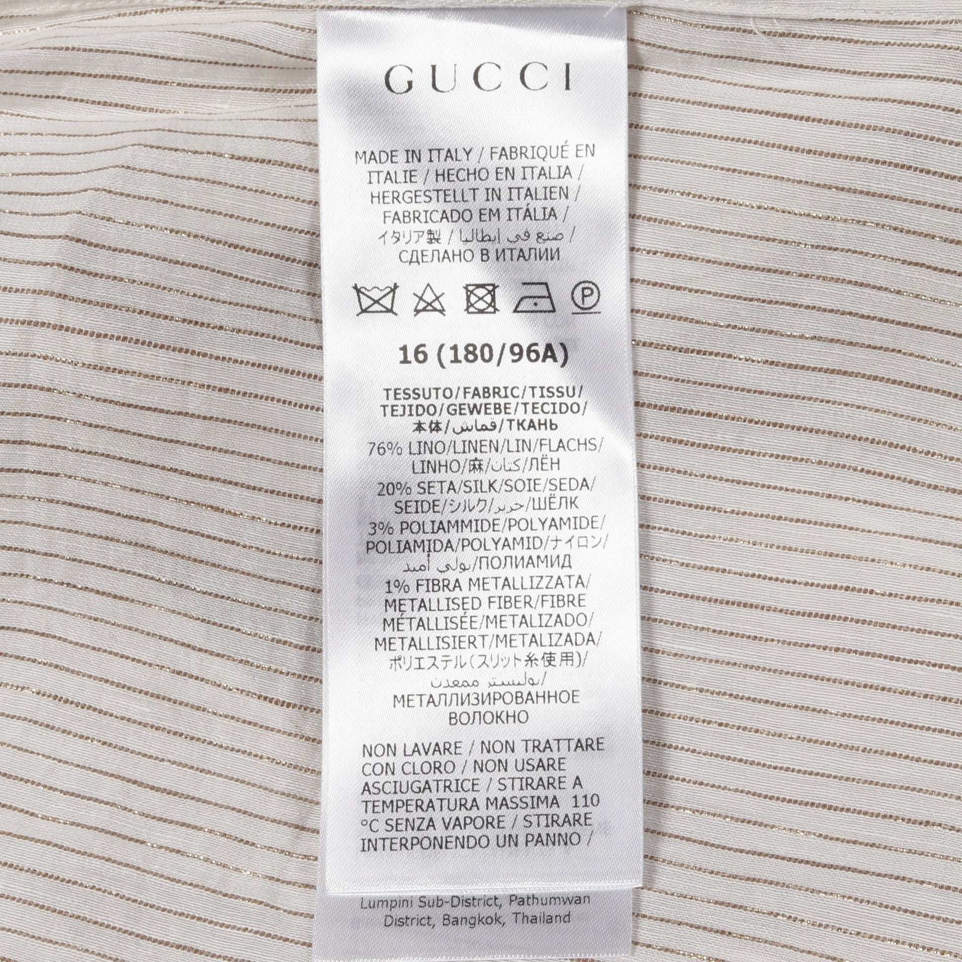 ストライプ シャツ リネン オフホワイト ゴールド グッチ トップス GUCCI