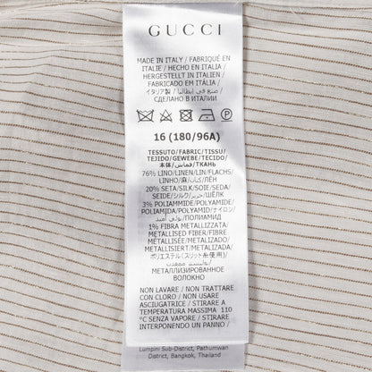 ストライプ シャツ リネン オフホワイト ゴールド グッチ トップス GUCCI