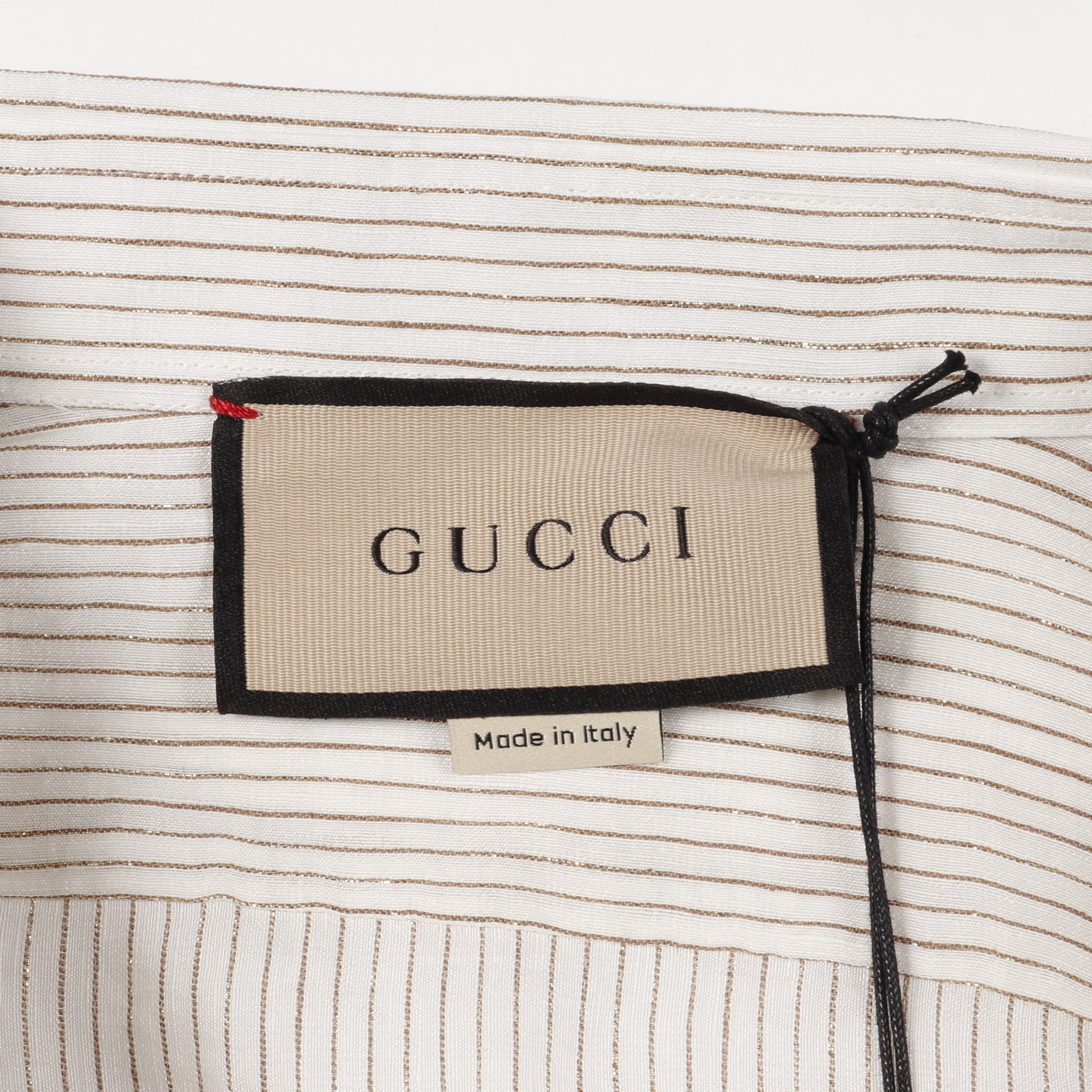ストライプ シャツ リネン オフホワイト ゴールド グッチ トップス GUCCI
