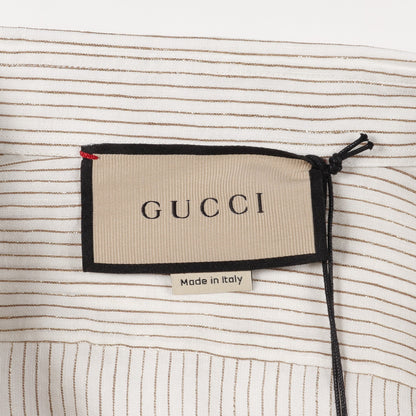 ストライプ シャツ リネン オフホワイト ゴールド グッチ トップス GUCCI