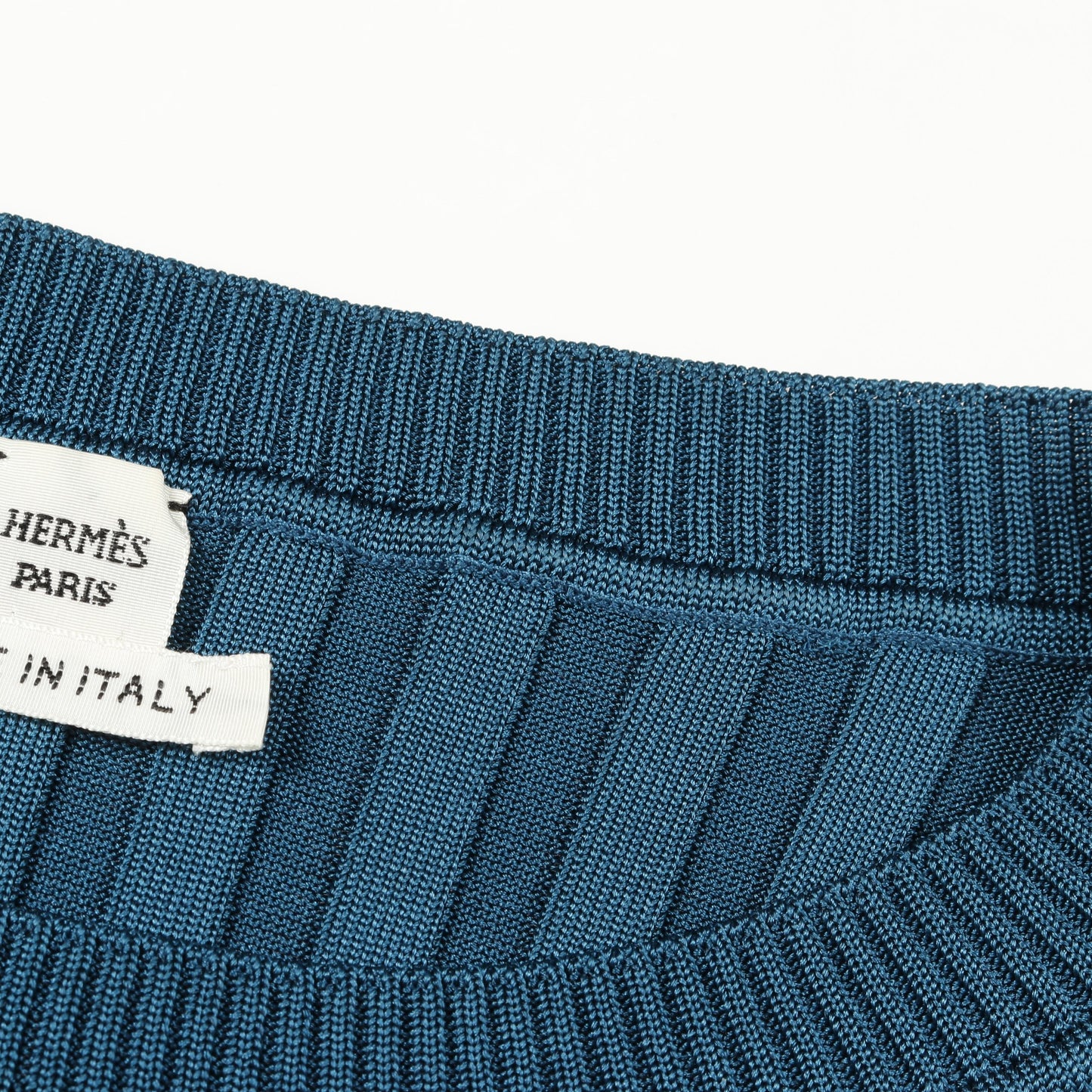 リブ ニットワンピース シルク ブルーグリーン エルメス ワンピース HERMES