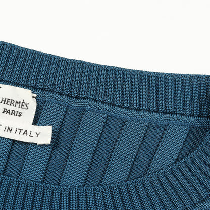 リブ ニットワンピース シルク ブルーグリーン エルメス ワンピース HERMES