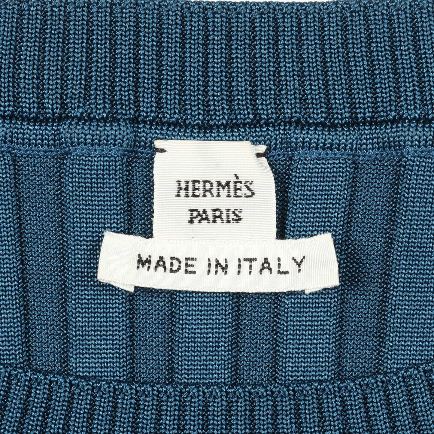 リブ ニットワンピース シルク ブルーグリーン エルメス ワンピース HERMES
