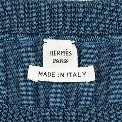 リブ ニットワンピース シルク ブルーグリーン エルメス ワンピース HERMES