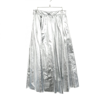 フレア スカート ビスコース シルバー フェイクレザー エムエスジーエム ボトムス MSGM