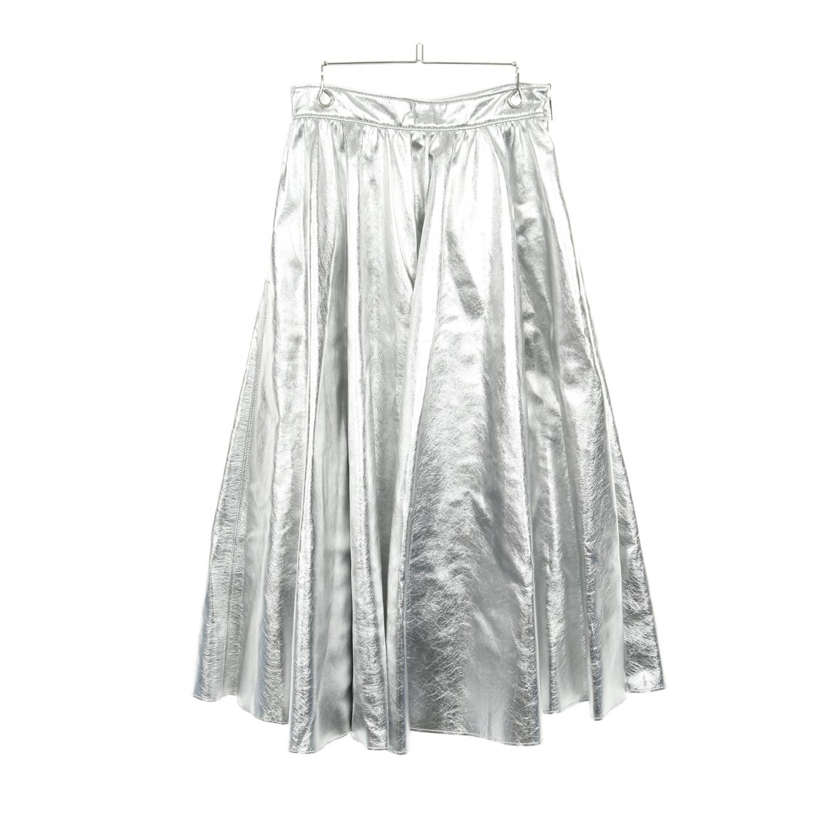 フレア スカート ビスコース シルバー フェイクレザー エムエスジーエム ボトムス MSGM