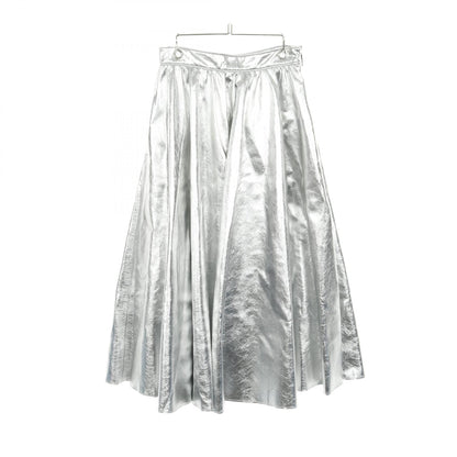 フレア スカート ビスコース シルバー フェイクレザー エムエスジーエム ボトムス MSGM