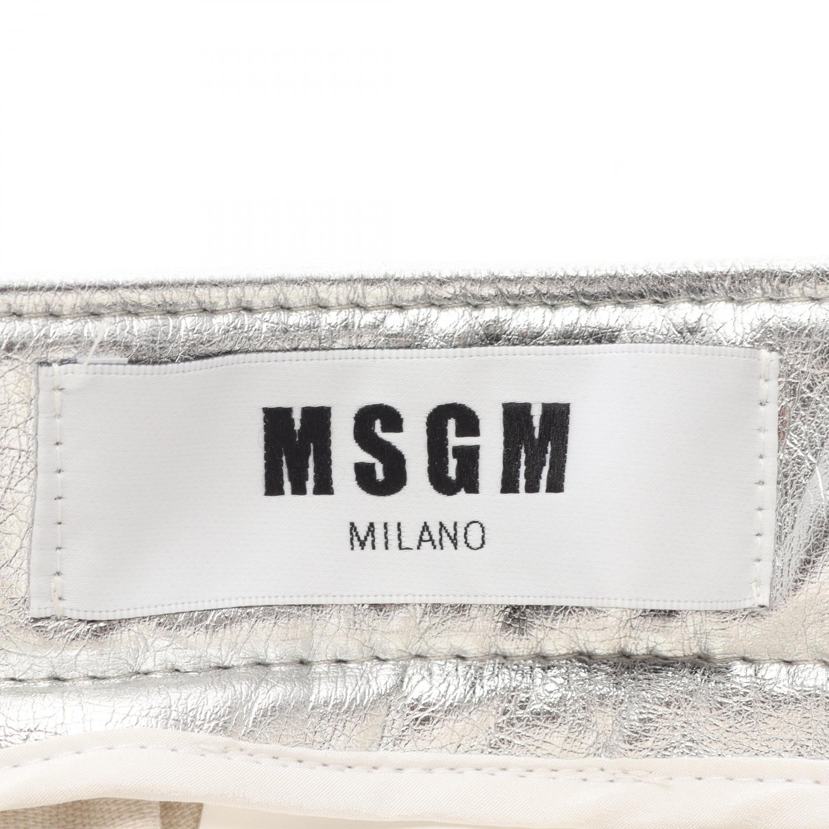 フレア スカート ビスコース シルバー フェイクレザー エムエスジーエム ボトムス MSGM