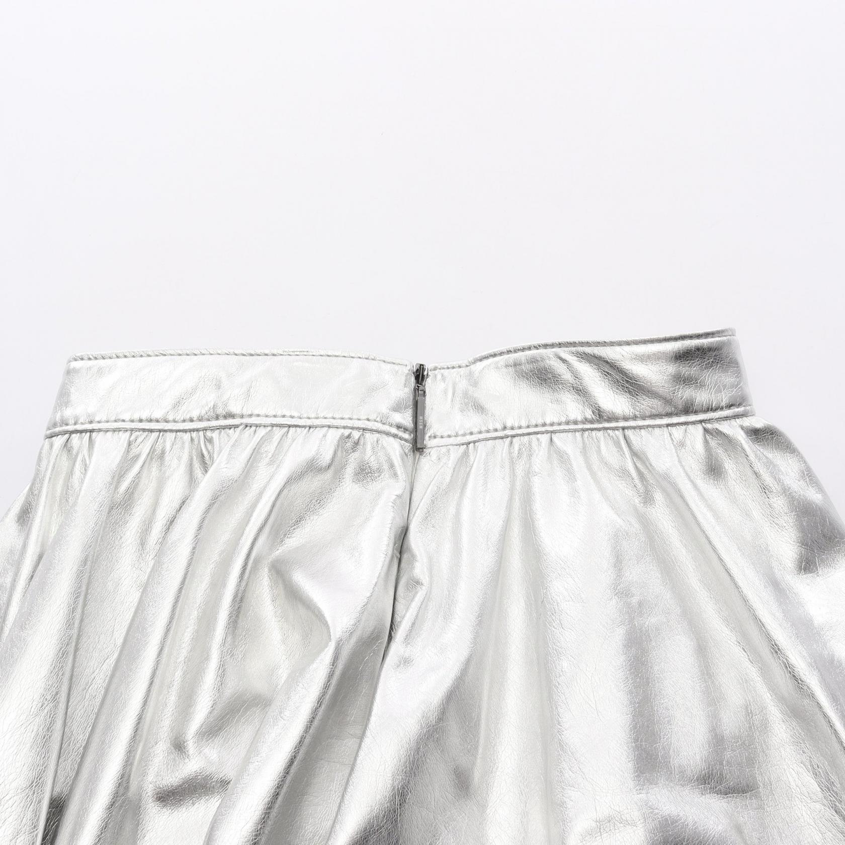 フレア スカート ビスコース シルバー フェイクレザー エムエスジーエム ボトムス MSGM