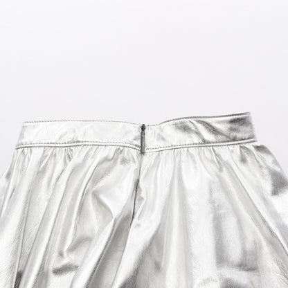 フレア スカート ビスコース シルバー フェイクレザー エムエスジーエム ボトムス MSGM