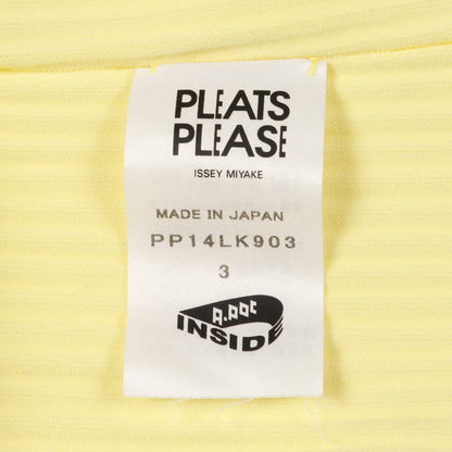 プリーツ ニット 半袖 ナイロン イエロー フリンジ プリーツプリーズ トップス PLEATS PLEASE