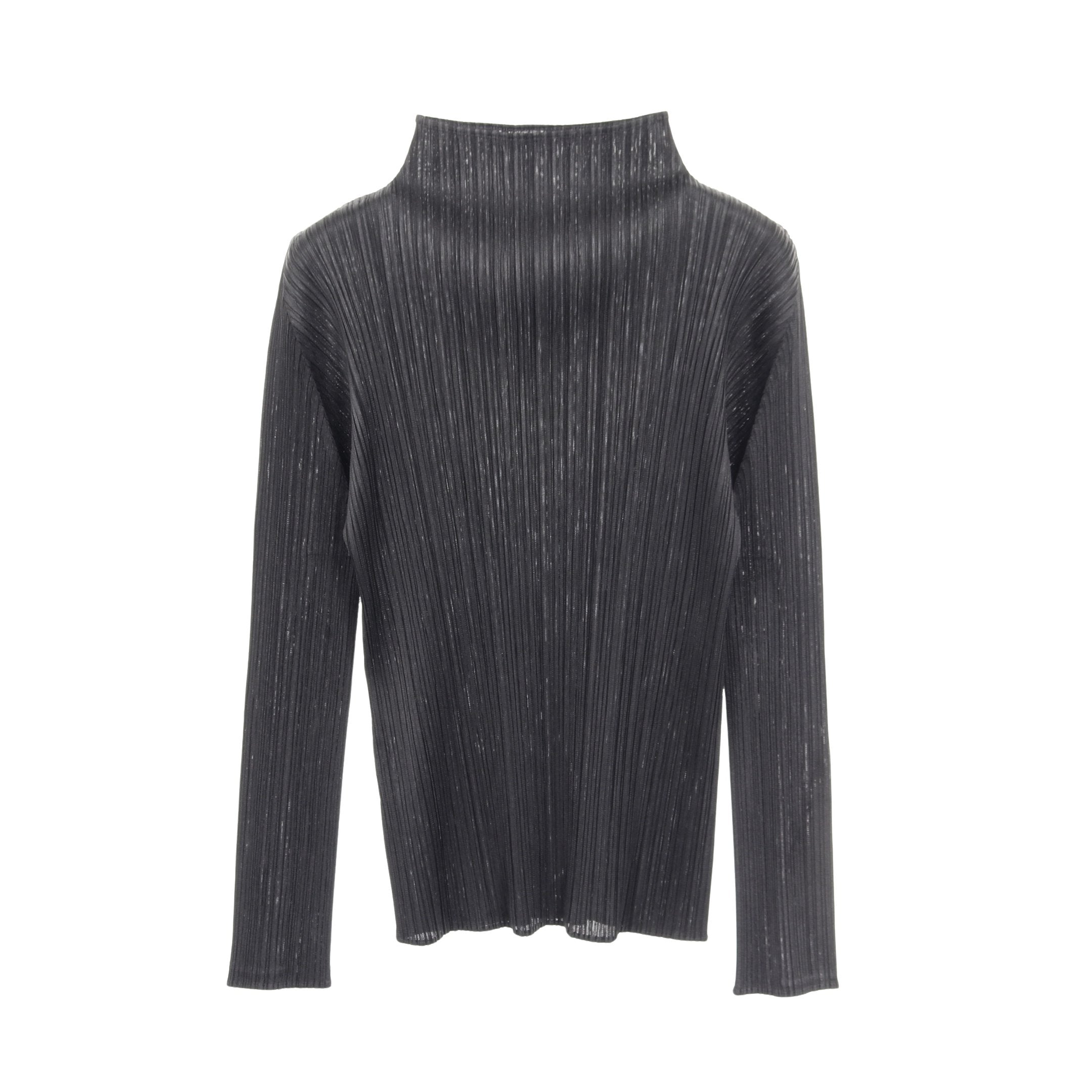 プリーツ カットソー タートルネック 長袖 ブラック プリーツプリーズ