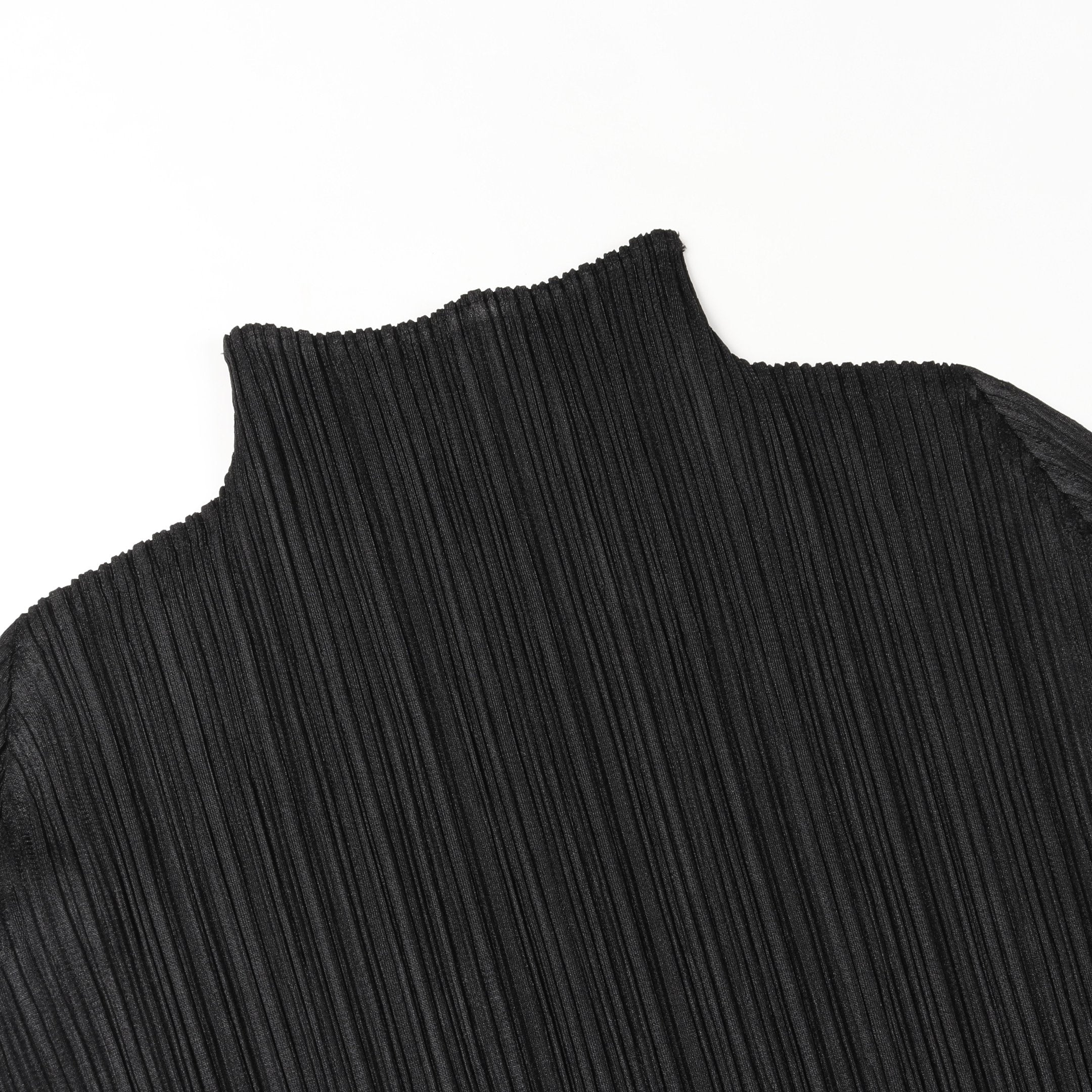 プリーツ カットソー タートルネック 長袖 ブラック プリーツプリーズ