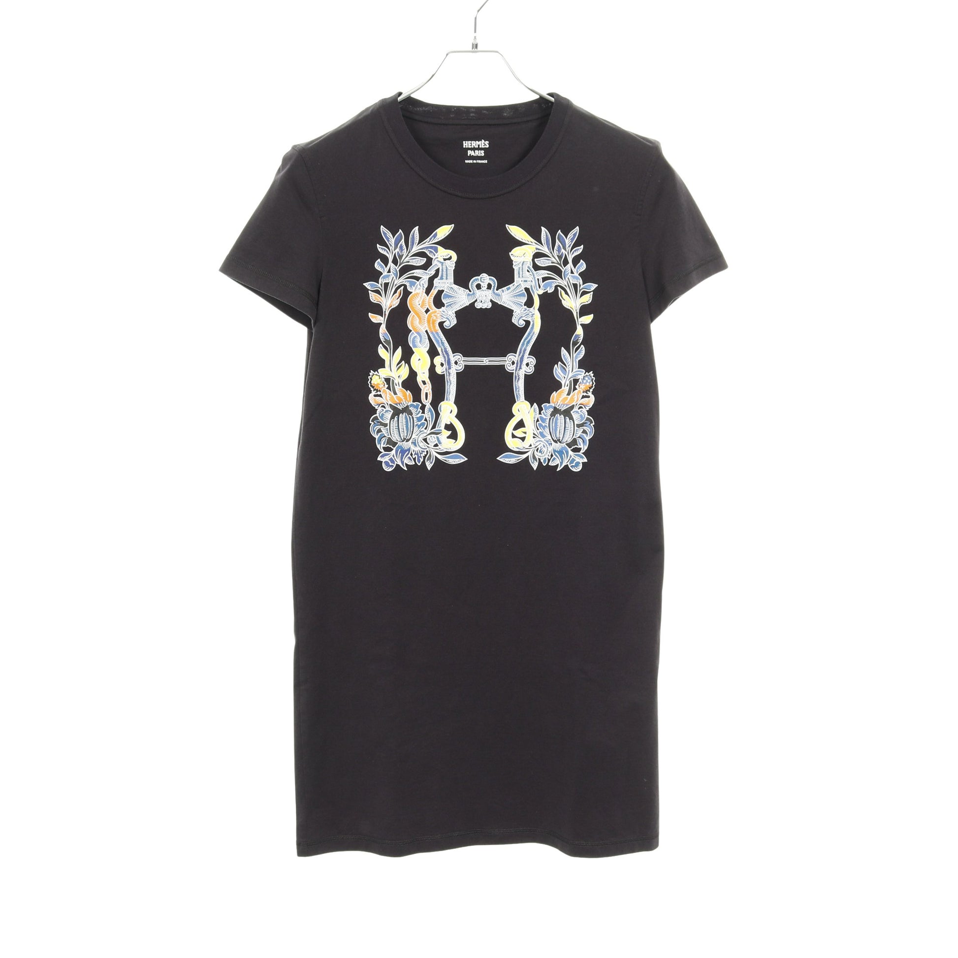 カルトゥーシュ Tシャツ ワンピース コットン ブラック マルチカラー エルメス ワンピース HERMES