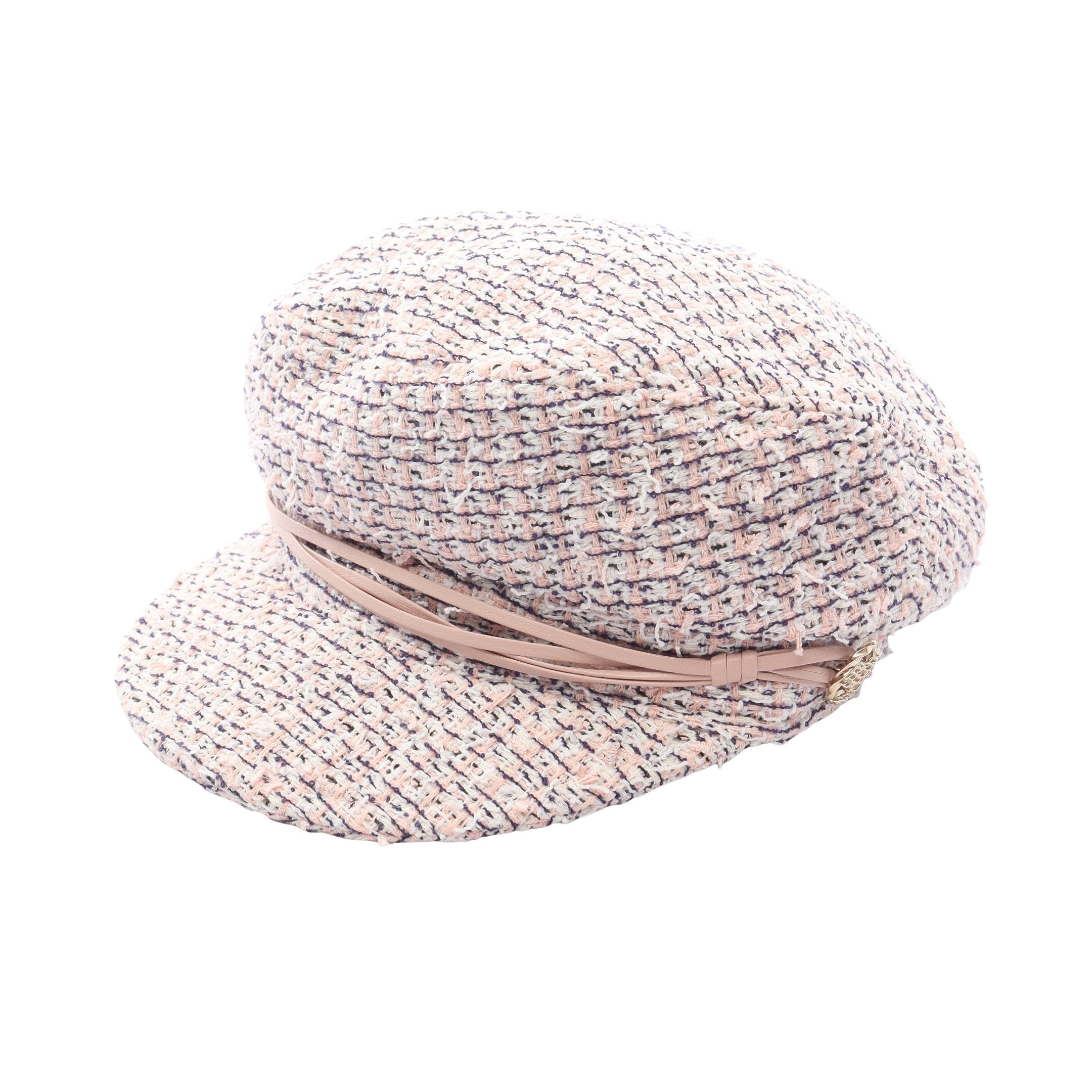 ココマーク ツイード キャスケット 帽子 コットン ライトピンク